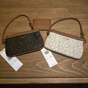 2 Calvin Klein wristlets/sml bag with one 5 slot cardholder (total of 3 pieces)